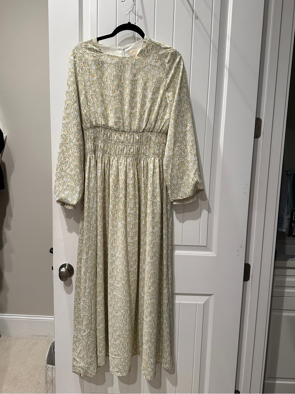 Veiled Collection Cream-Green Floral Maxi Dress